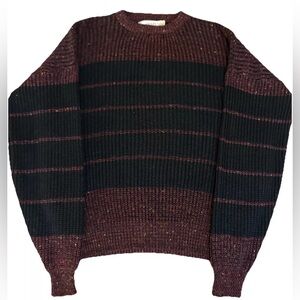 Royal Knight Vintage RARE Maroon & Black Speckled Acrylic Knit Oversized Sweater